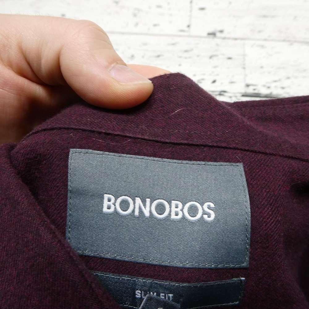 Bonobos Shirt Mens Large Purple Solid Long Sleeve Button Up Slim Fit Casual - Picture 3 of 8